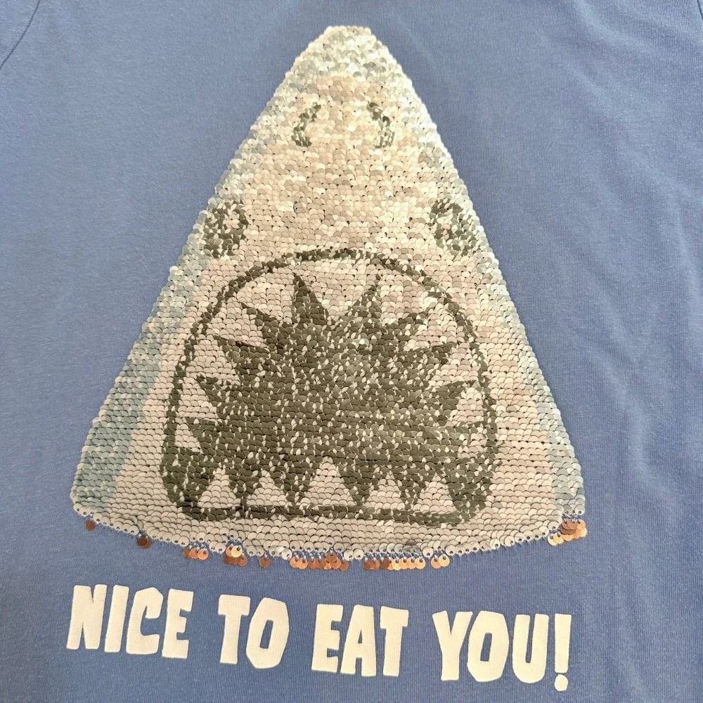 OshKosh B'Gosh kids reversible sequin pizza‎ shark shirt size 8